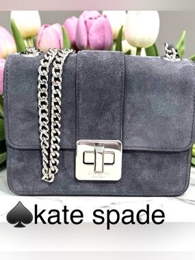 NWT🔥Hot pick!🔥
Kate Spade blue Suede Chain Shoulder mini flap Bag